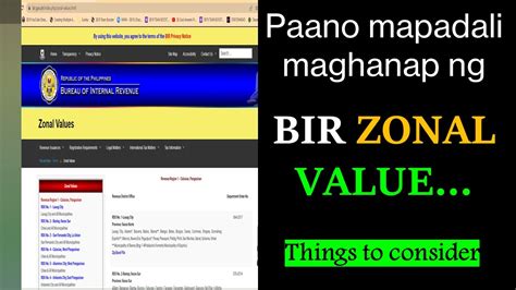 www.bir.gov.ph zonal value 2022